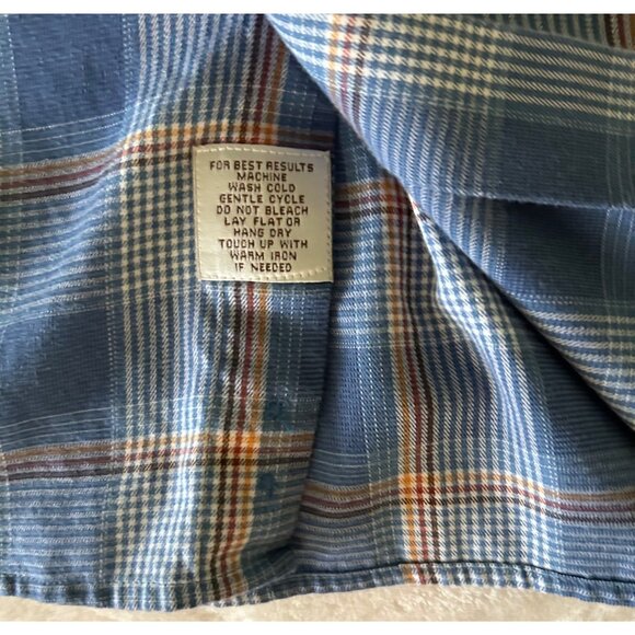 Peter Millar Mens Blue/Brown Plaid Button-Down Shirt Large Long Sleeve - Picture 4 of 5